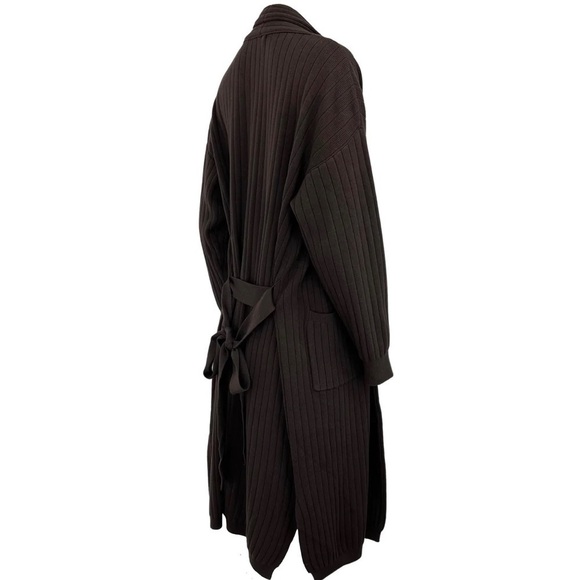 Line & Dot Long Belted Ribbed Cardigan in Brown Sz. Medium - NWT - Picture 9 of 13
